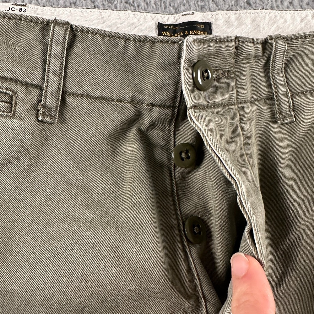 Wallace & Barnes Cotton Field Shorts Mens 36 Olive Button Fly Chino JC-83 - Picture 2 of 12